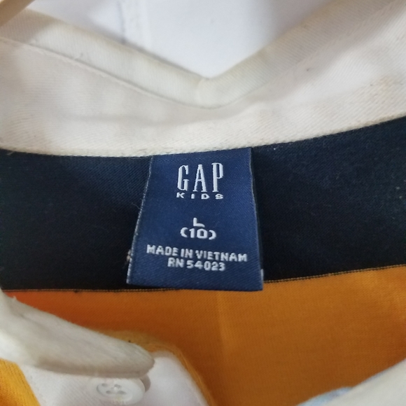 Gap Boys Yellow and Navy Striped Collared Shirt - Picture 3 of 9